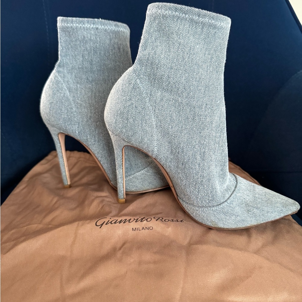 Gianvito Rossi Denim Ankle Booties with Sleek Stiletto